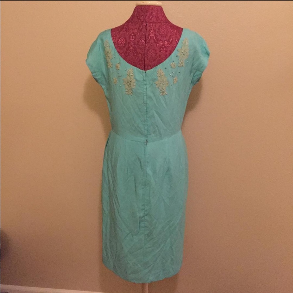 Gorgeous 50s dress with grey appliqué and beading - Picture 4 of 4